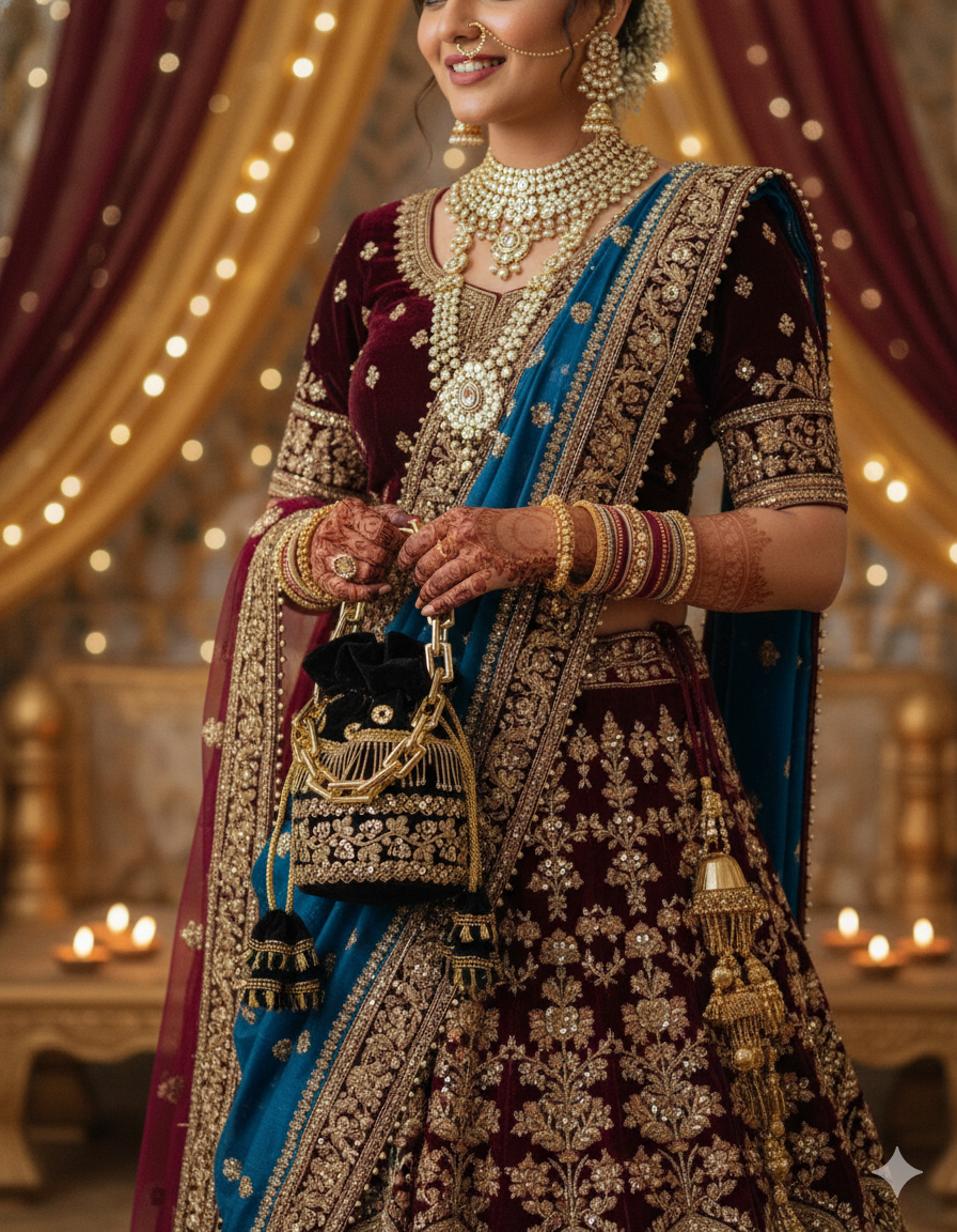 Embroidered Velvet Potli Bag