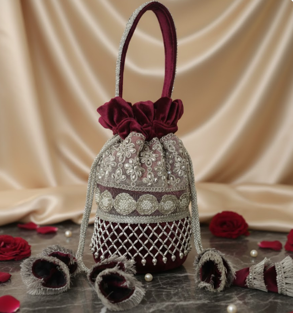 Embroidered Velvet Potli Bag