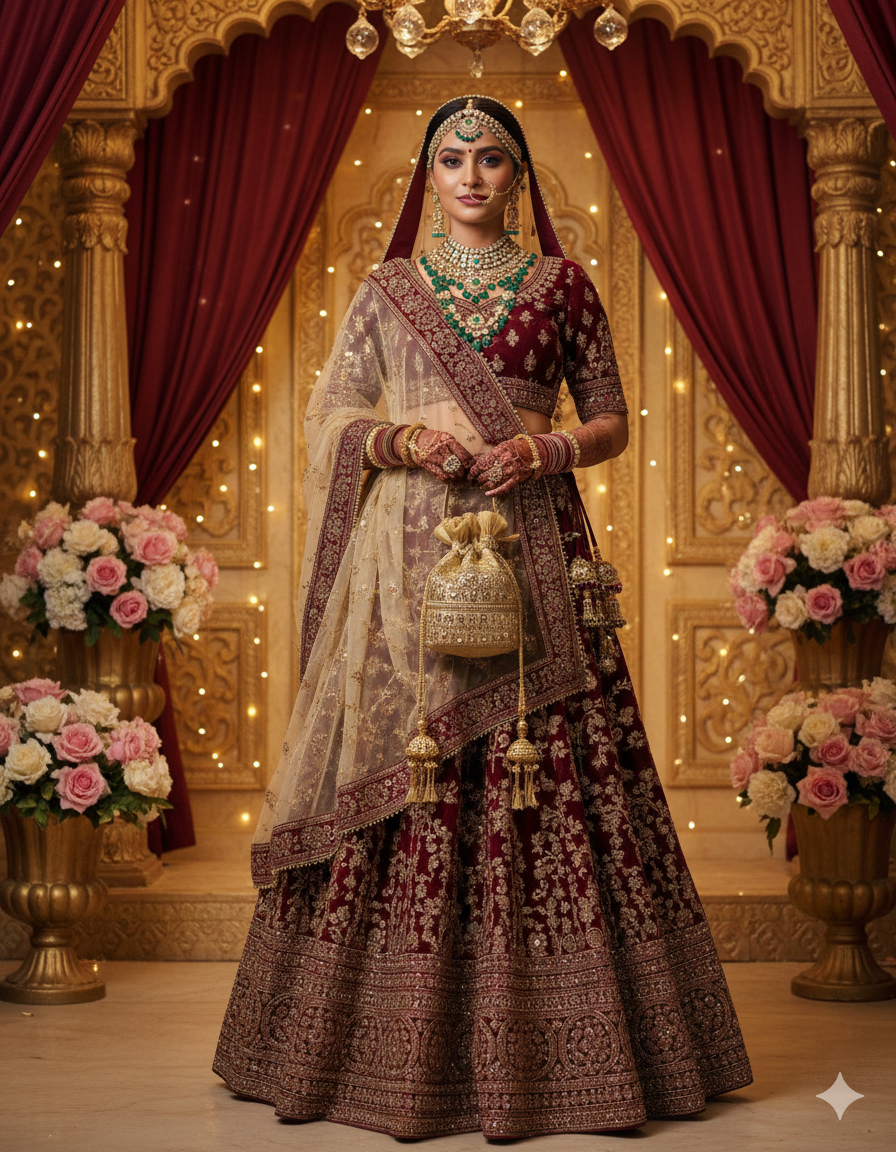 Golden Embroidered Potli Bag