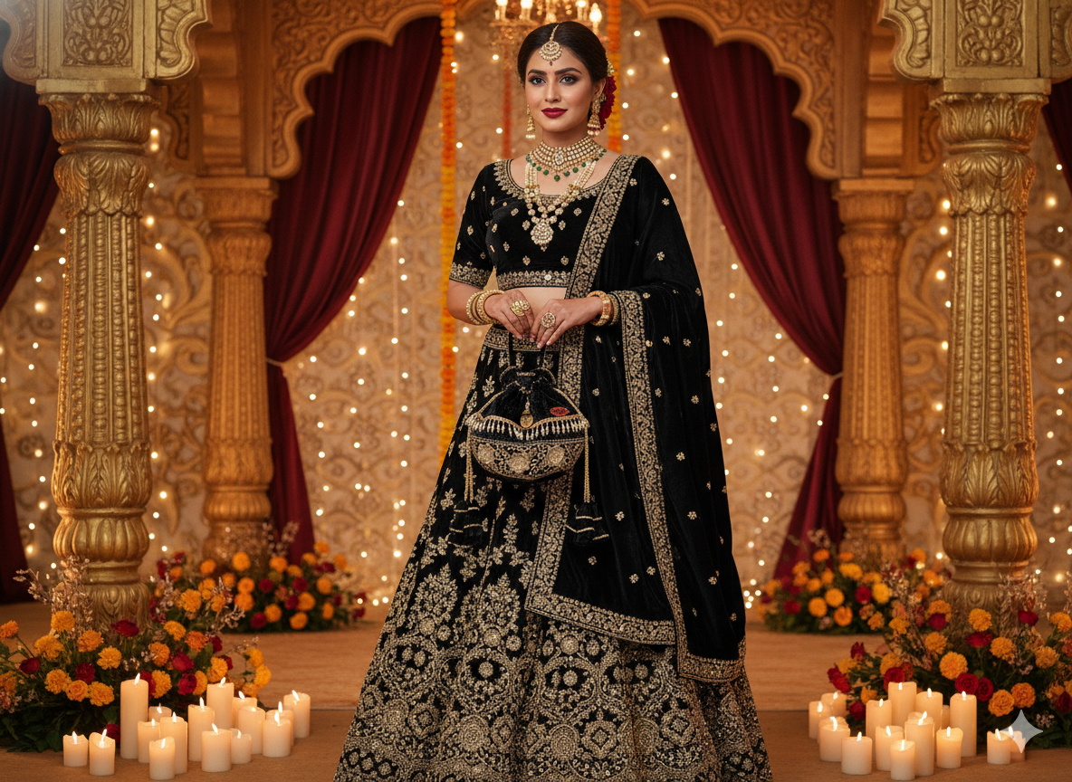 Embroidered Velvet Potli Bag