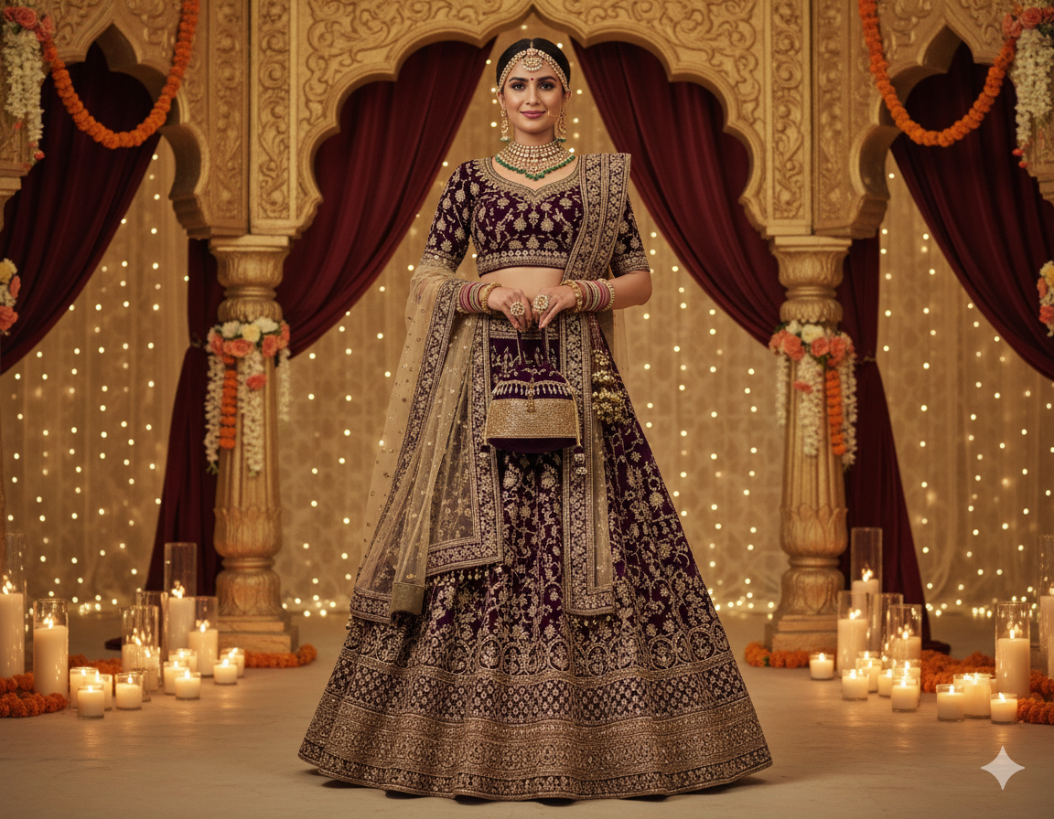 Embroidered Velvet Potli Bag