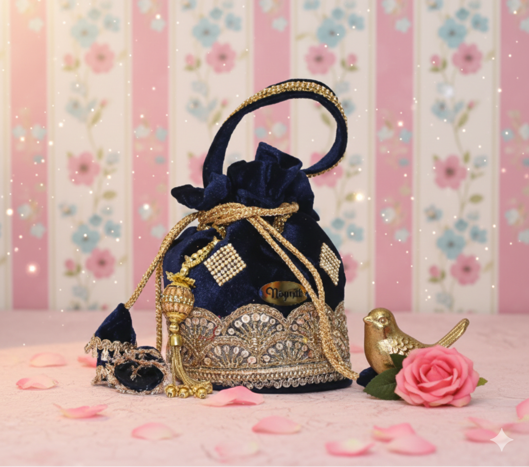 Embroidered Velvet Potli Bag