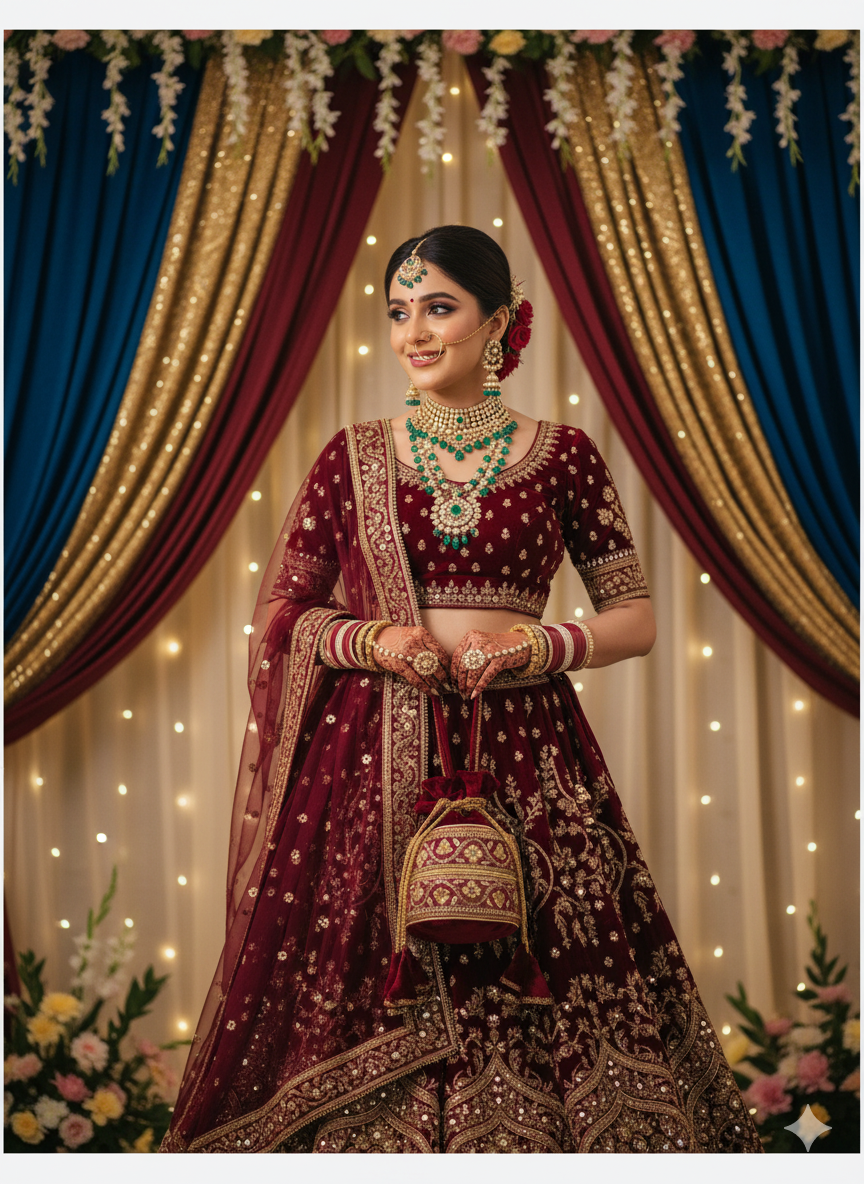 Embroidered Velvet Potli Bag