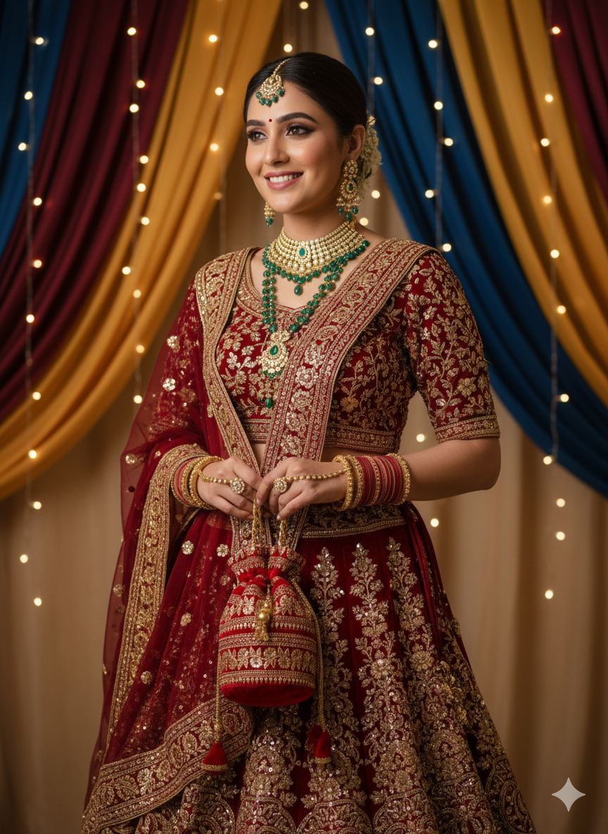 Embroidered Red Potli Bag