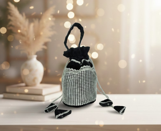 Elegant Black and Silver Handbag