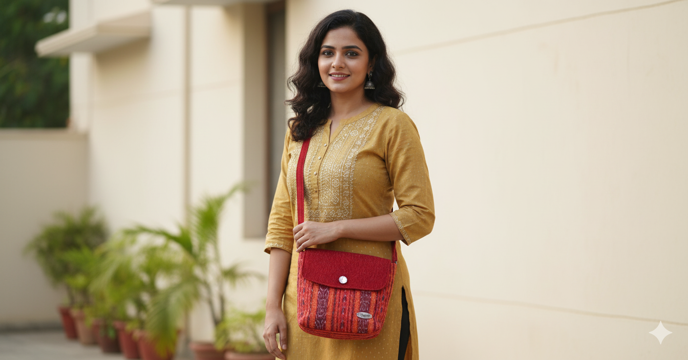 Handcrafted Red Shoulder Bag