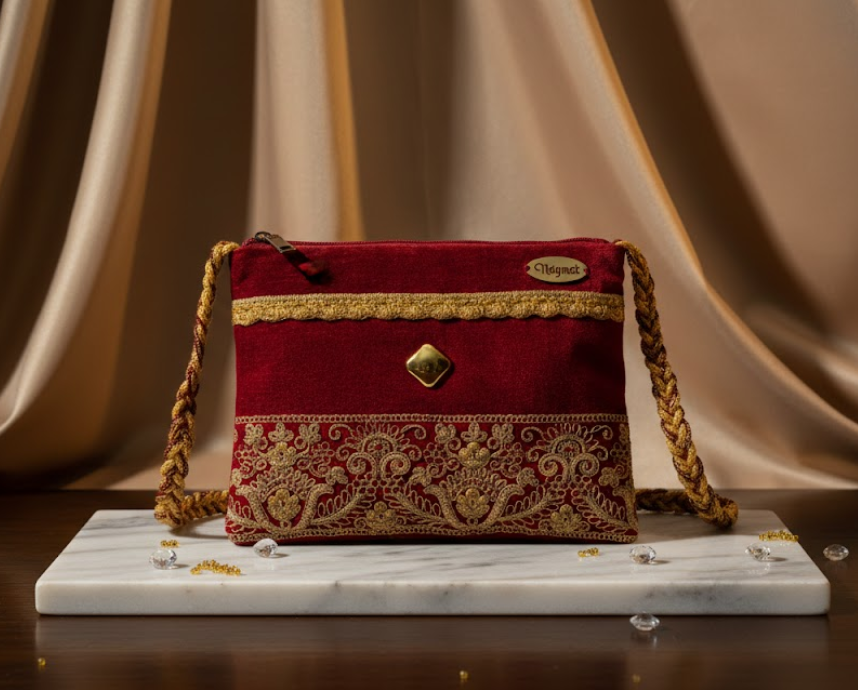 Elegant Red Velvet Handbag