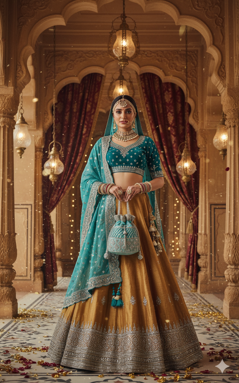 Embroidered Drawstring Handbag