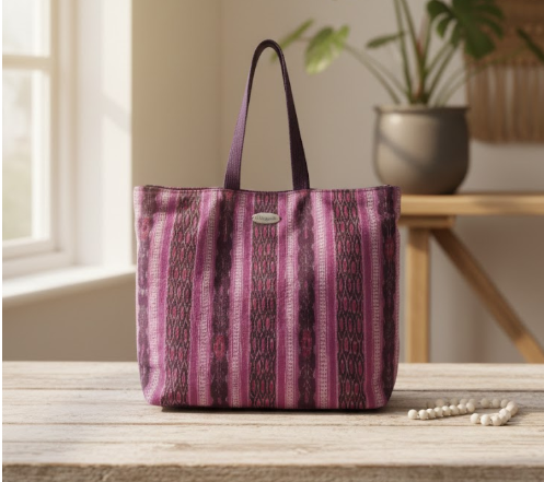 Handcrafted Purple Tote Bag