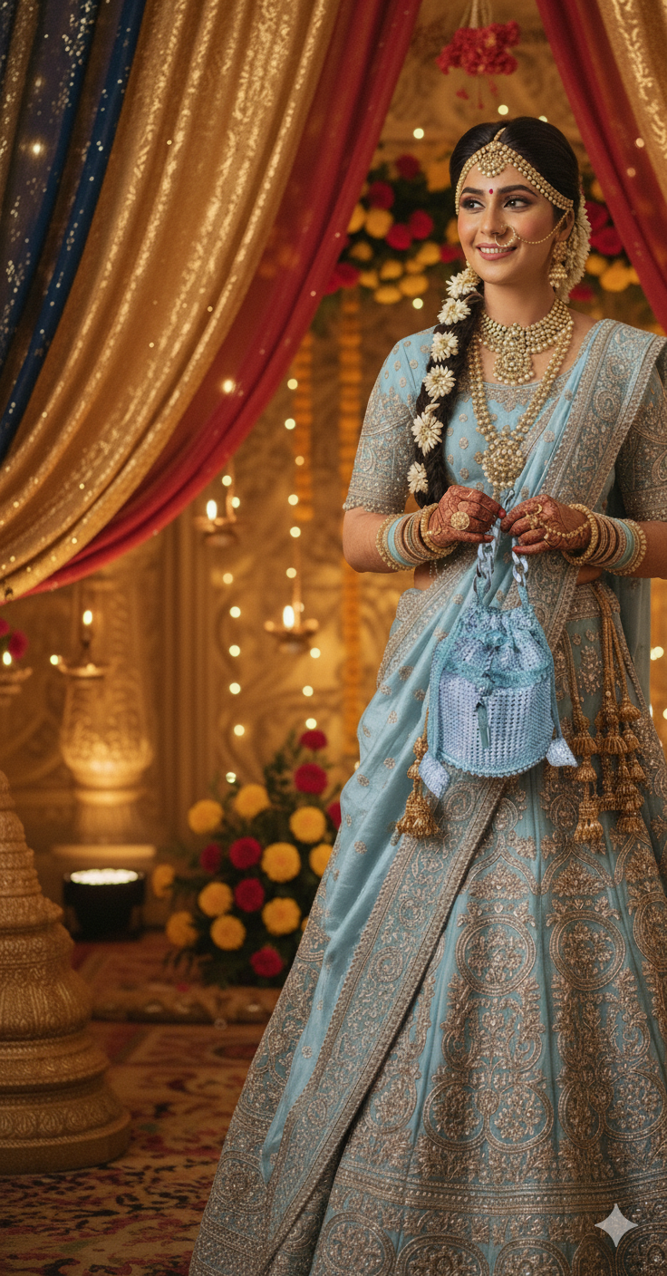 Silver Beaded Bucket Bag