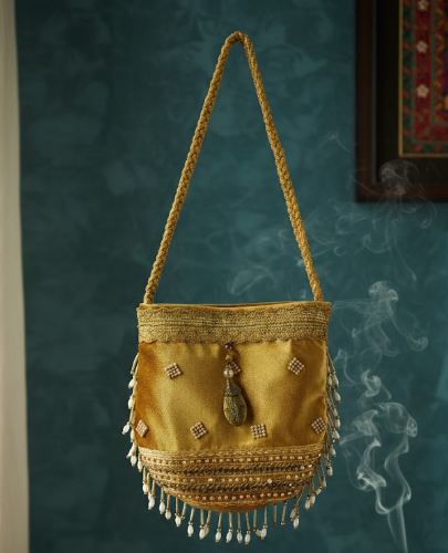 Handcrafted Golden Ethnic Sling Bag