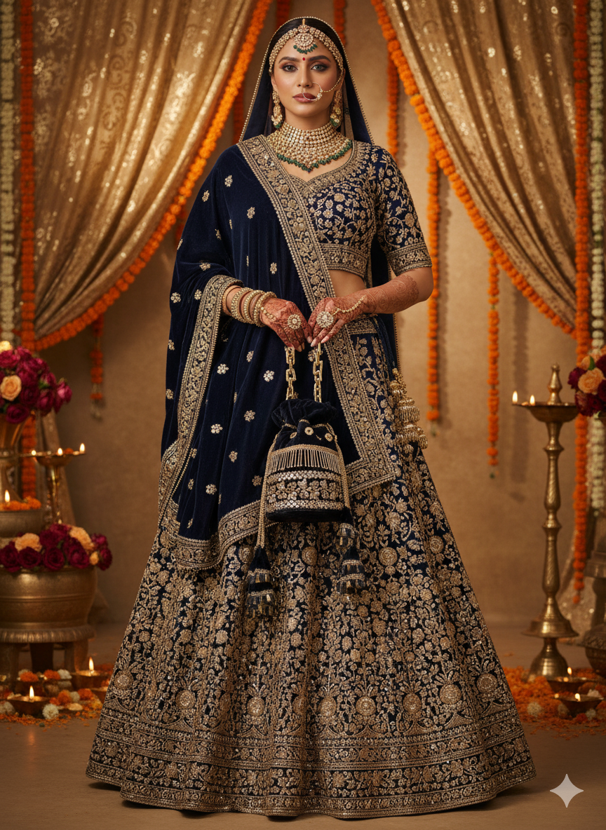 Embroidered Velvet Potli Bag