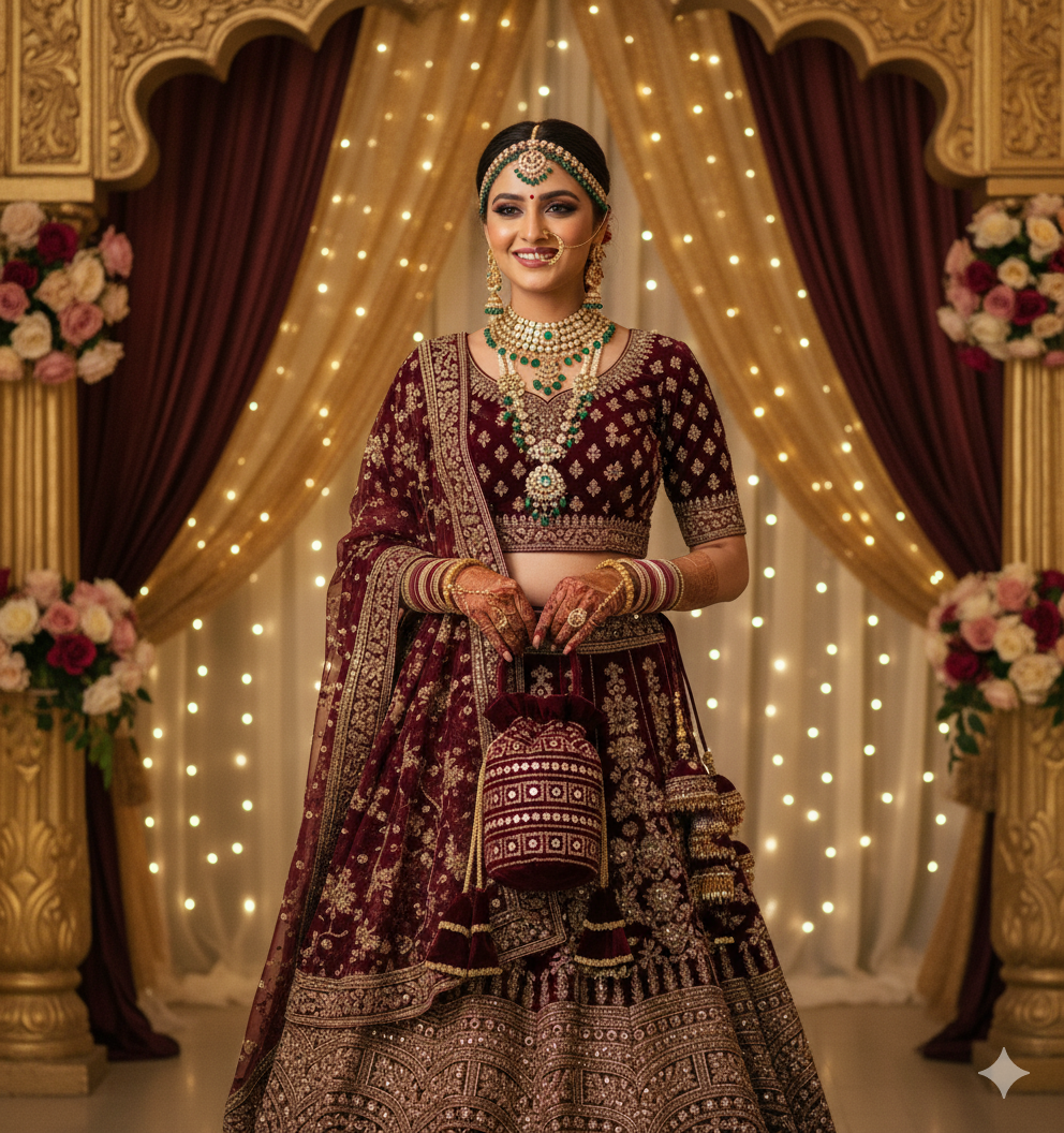 Embroidered Velvet Potli Bag