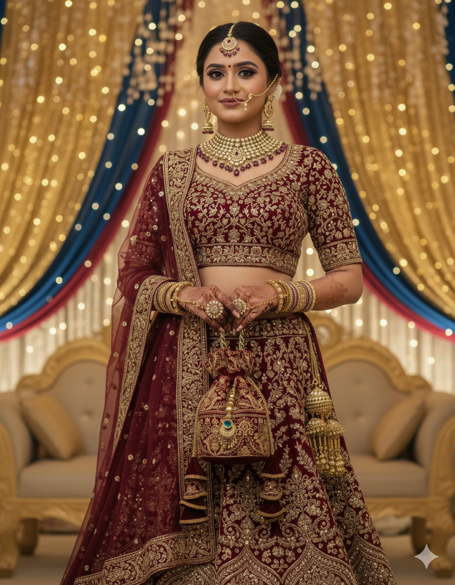 Embroidered Velvet Potli Bag