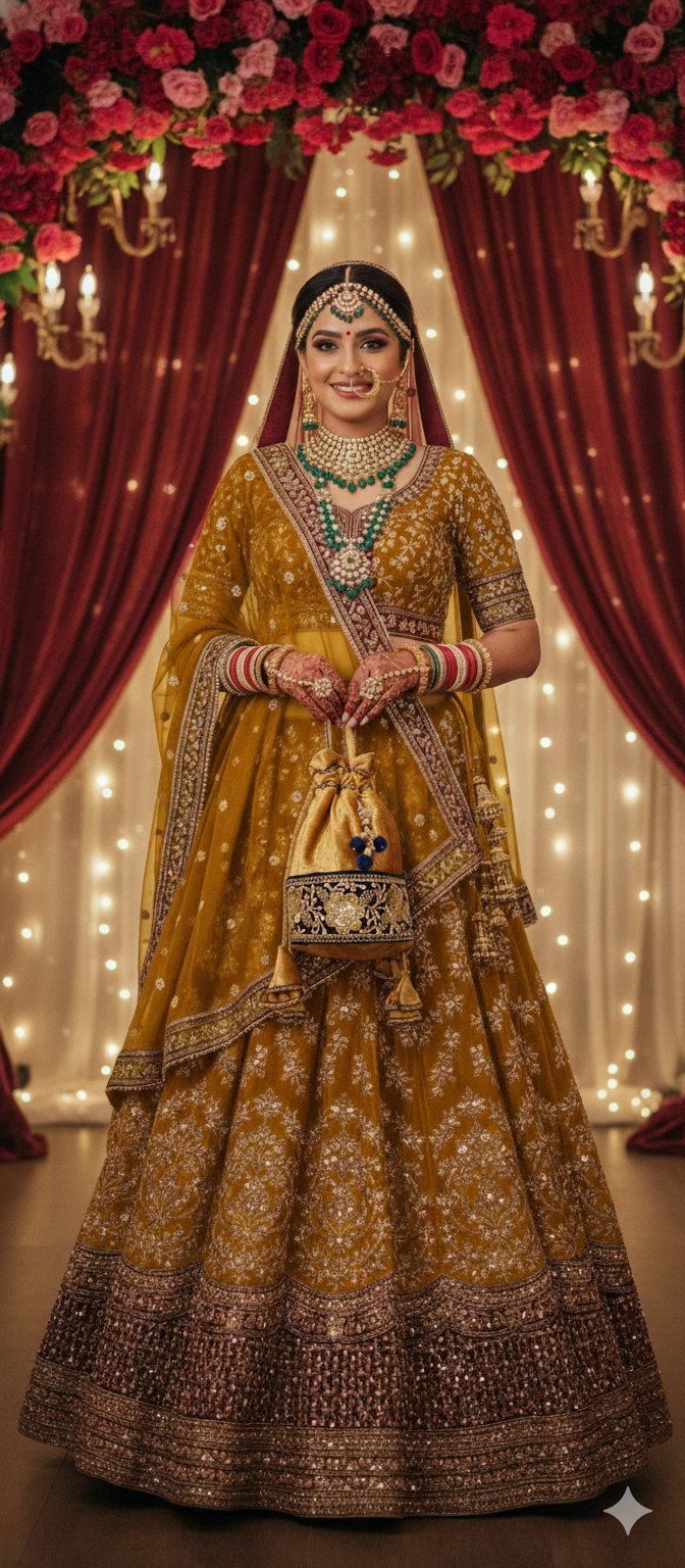 Golden Embroidered Potli Bag