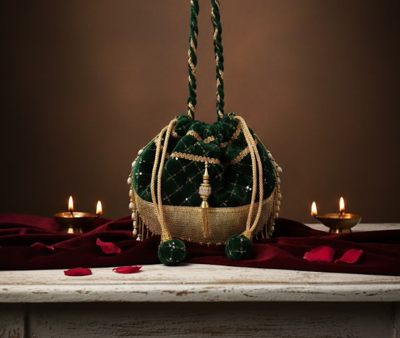 Embroidered Velvet Potli Bag
