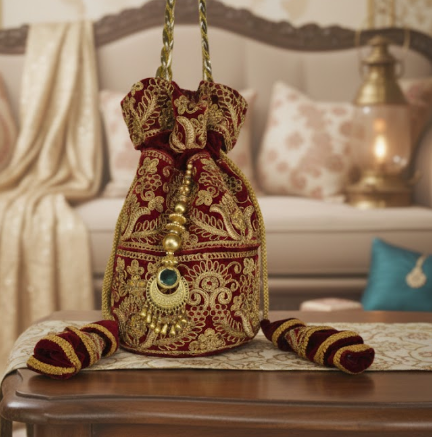 Embroidered Velvet Potli Bag