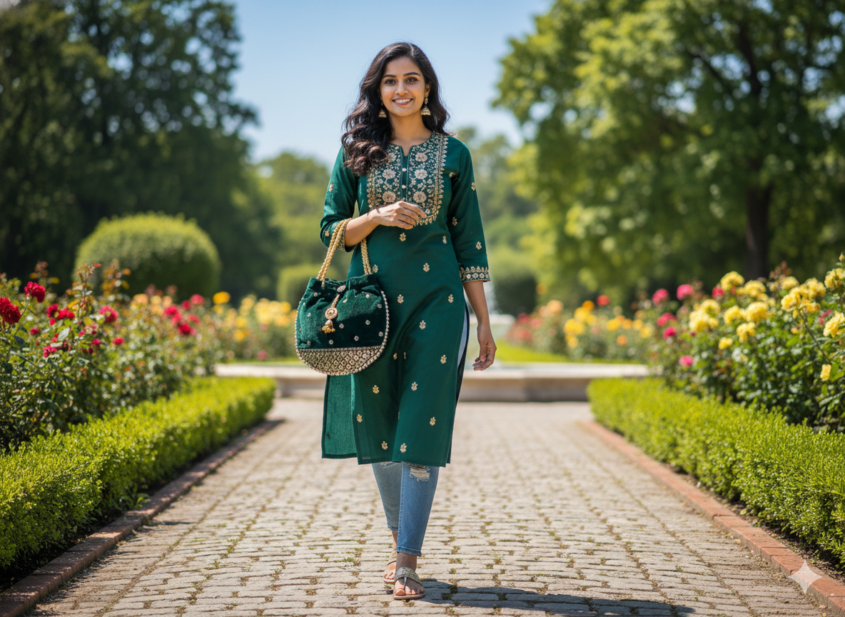 Elegant Velvet Embroidered Clutch