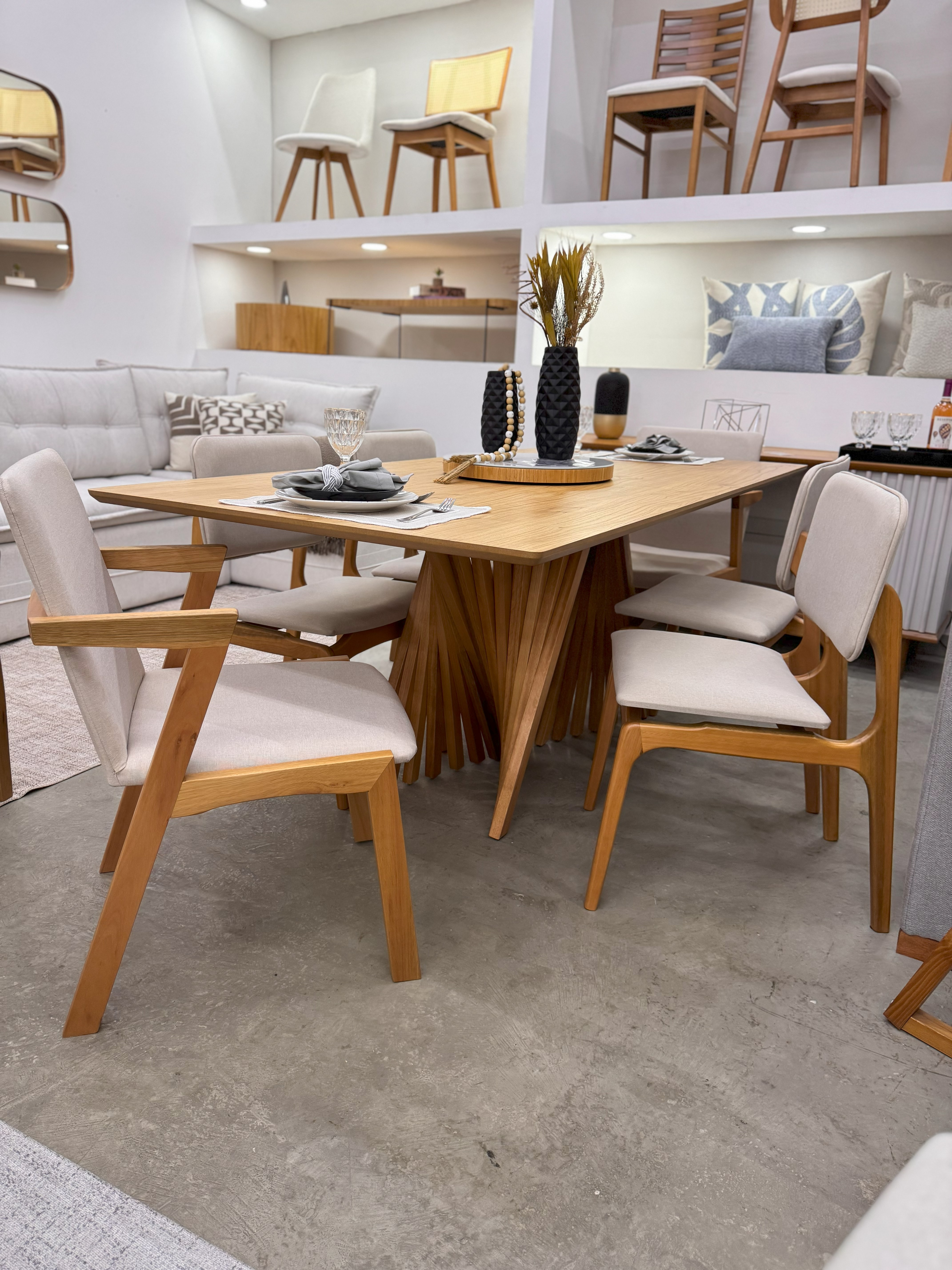 Mesa de Jantar Foz 200x100 + 4 Cadeiras Luxury + 2 Cadeiras Majestic  