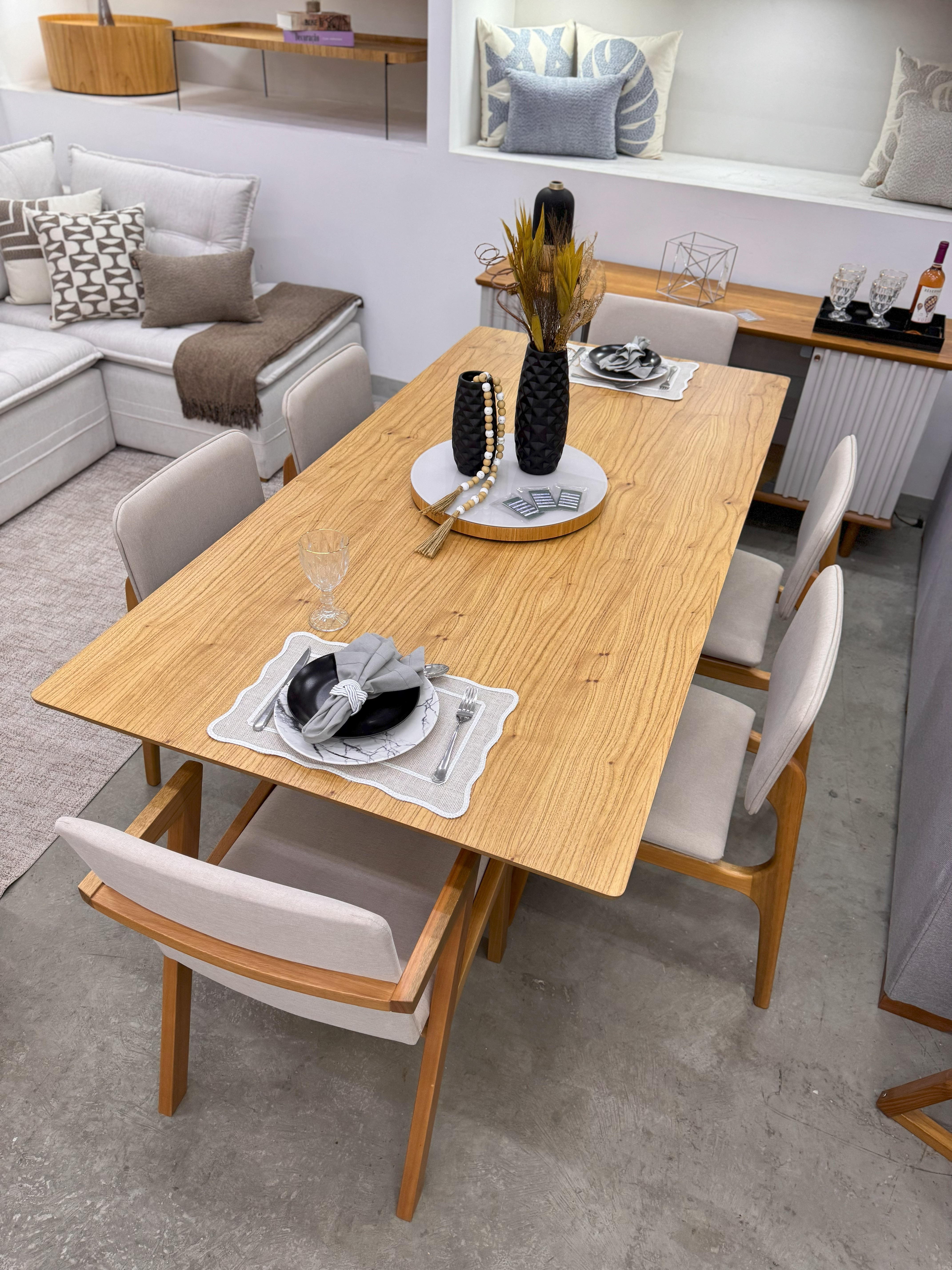 Mesa de Jantar Foz 200x100 + 4 Cadeiras Luxury + 2 Cadeiras Majestic  