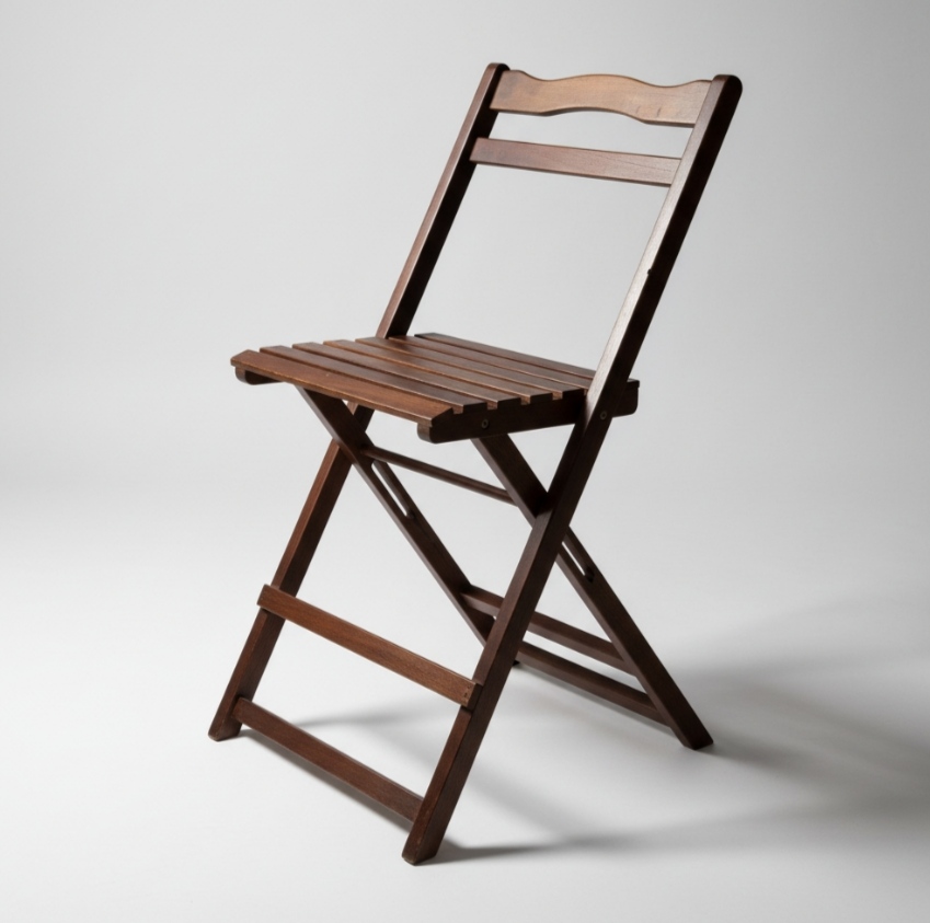 Bistrô Dobrável Redondo em Madeira Nobre com 2 Cadeiras Altas – Linha Profissional