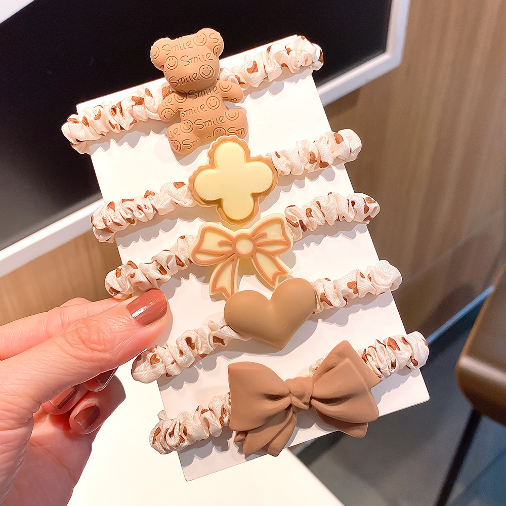 Set of Cute Beige Hair Ties