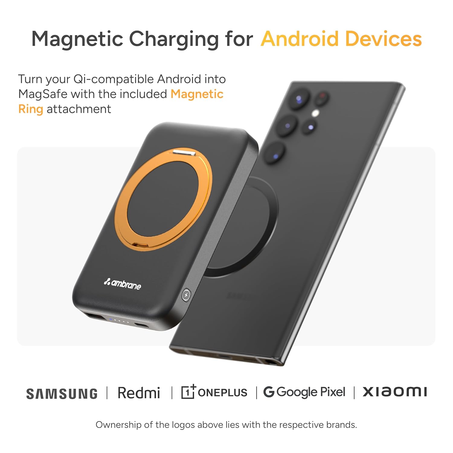 Ambrane MagSafe Wireless 10000mAh Fast Charging Power Bank with Mobile Stand