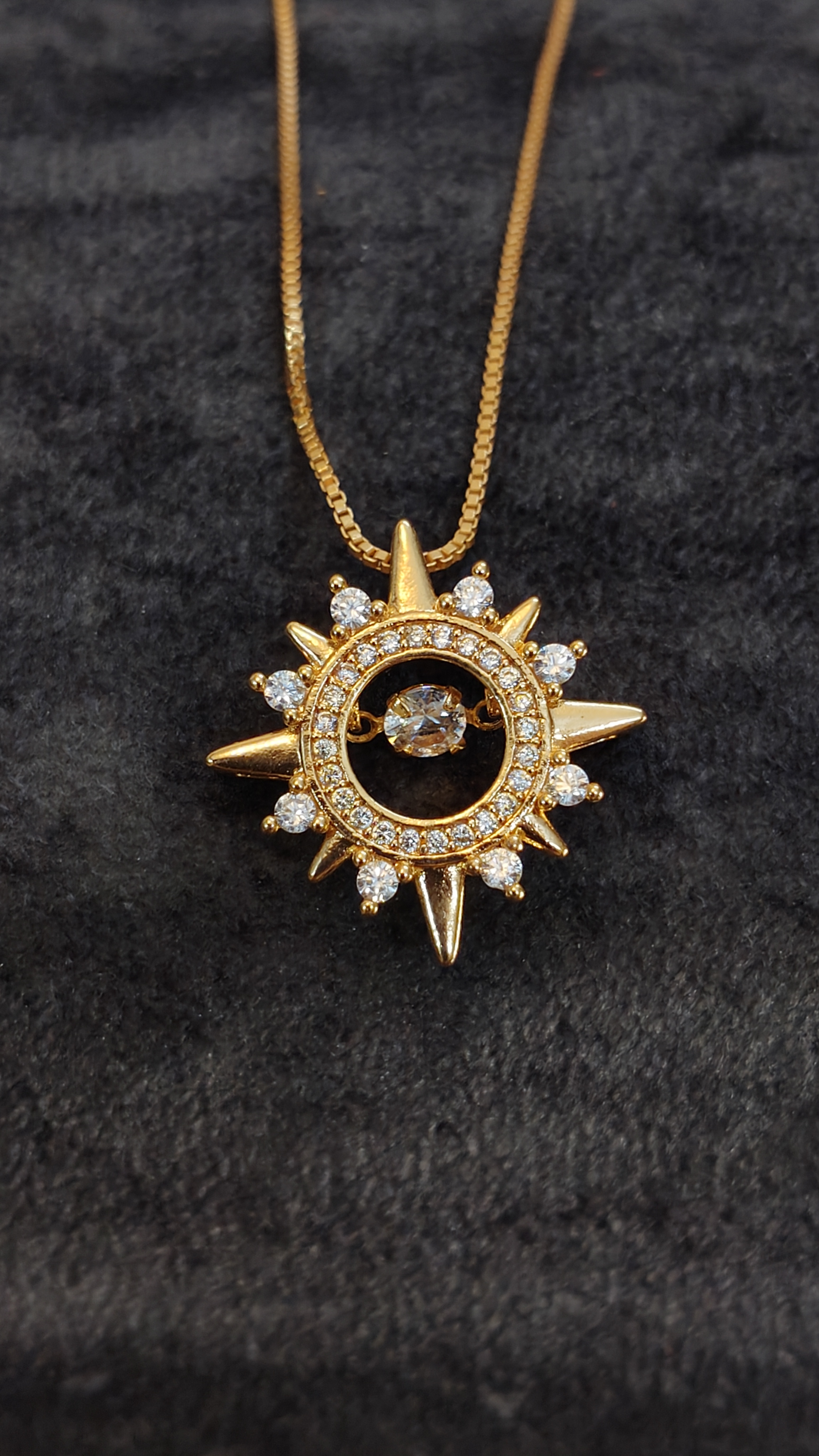 Gold Sunburst Pendant Necklace