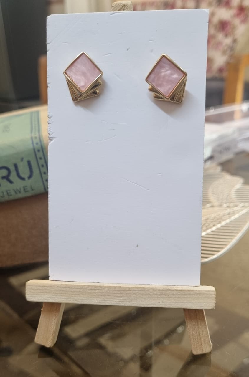 Pink Stone Stud Earrings