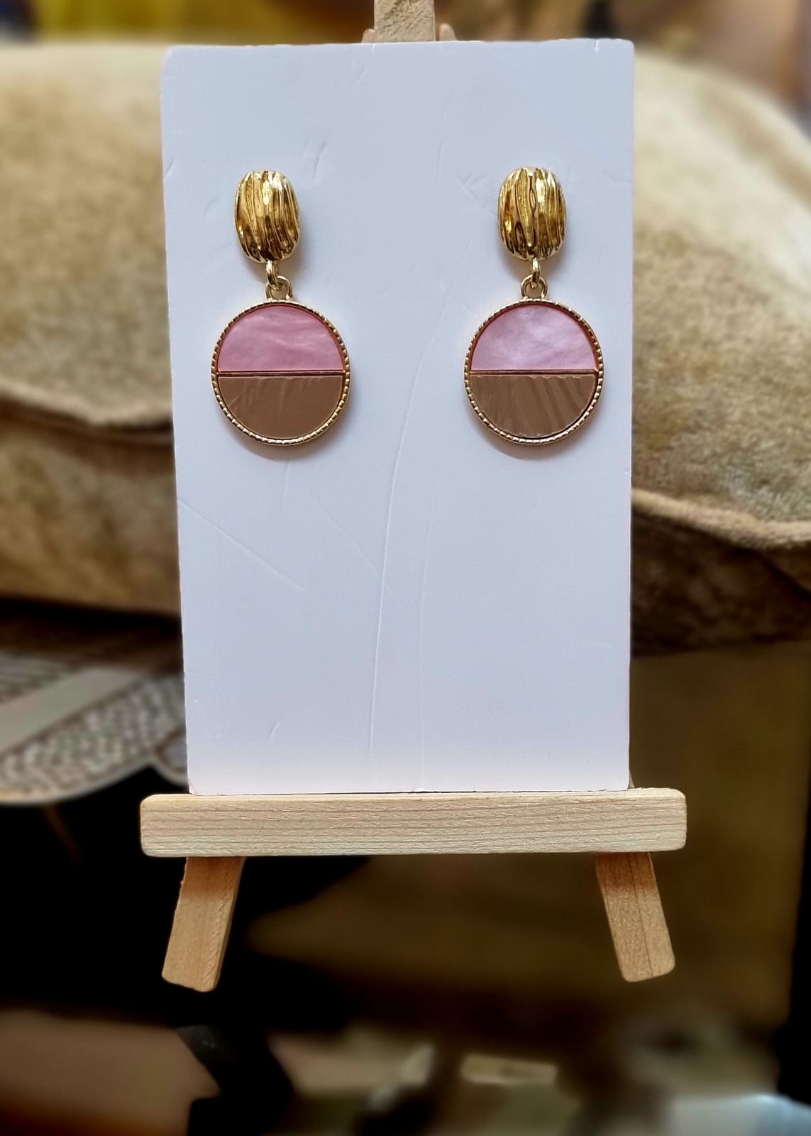 Elegant Gold and Pink Statement Earrings