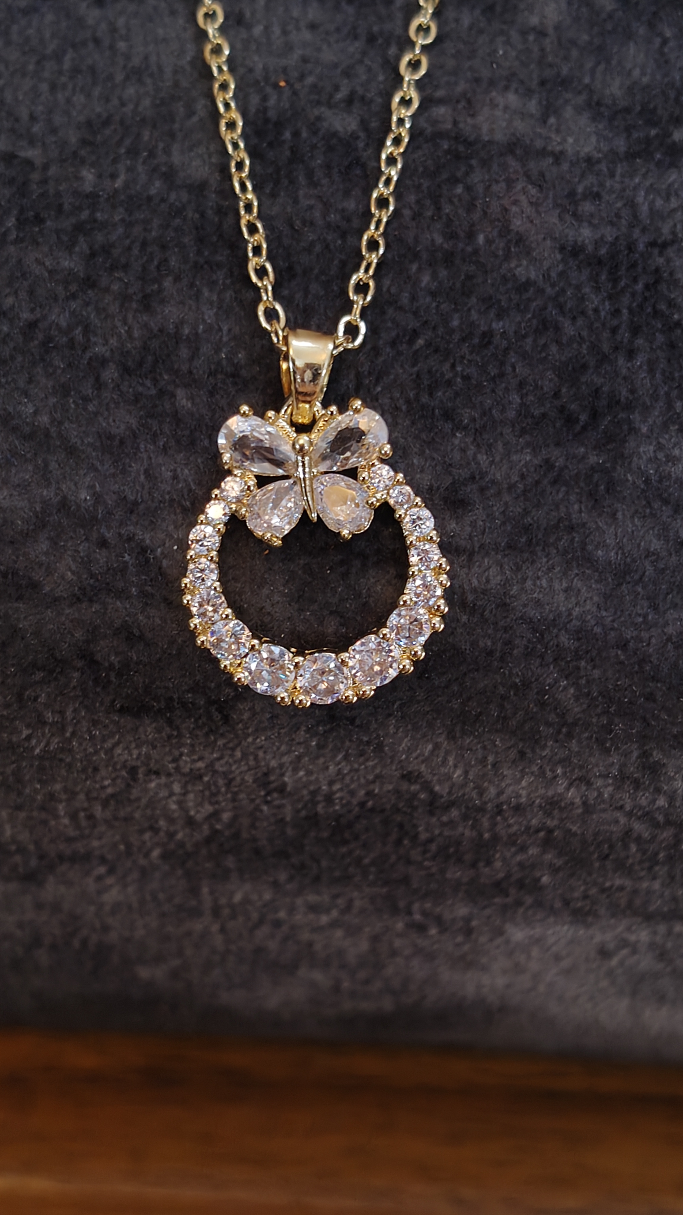 Butterfly Circle Pendant Necklace