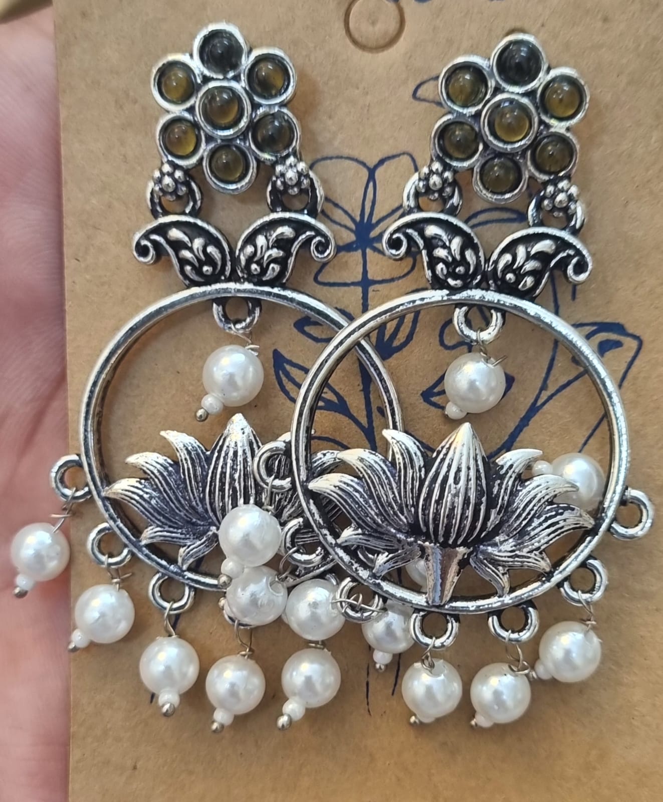 Lotus Design Silver Earrings