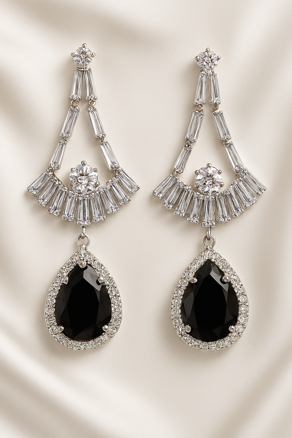 Elegant Black Crystal Drop Earrings