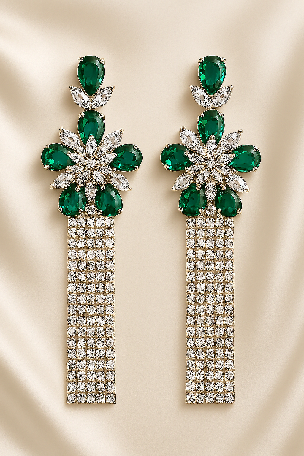 Emerald and Diamond Drop Earrings