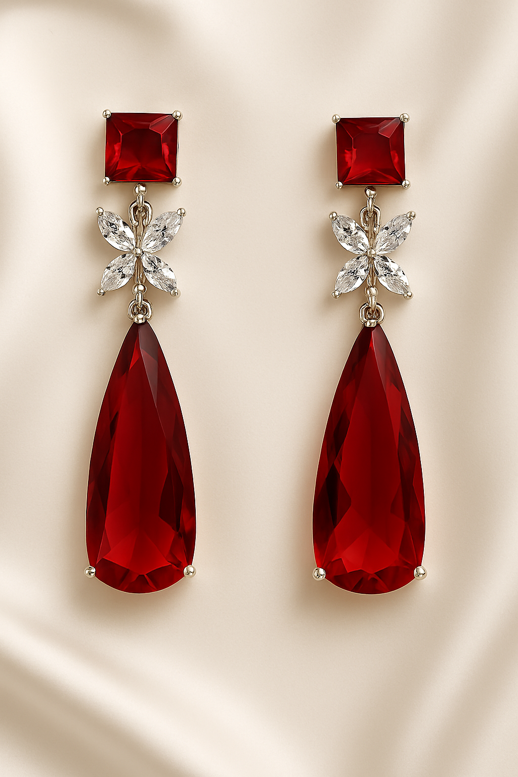 Elegant Red Crystal Drop Earrings