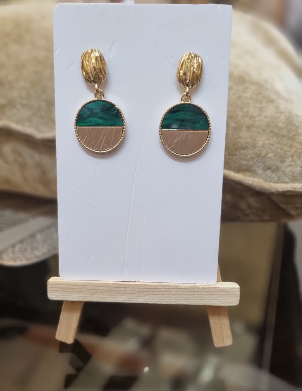 Elegant Green and Gold Drop Earrings