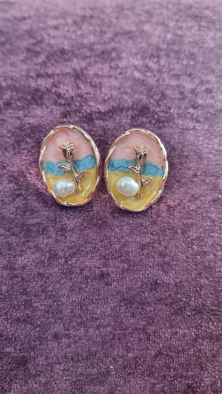 Handcrafted Floral Pearl Earrings