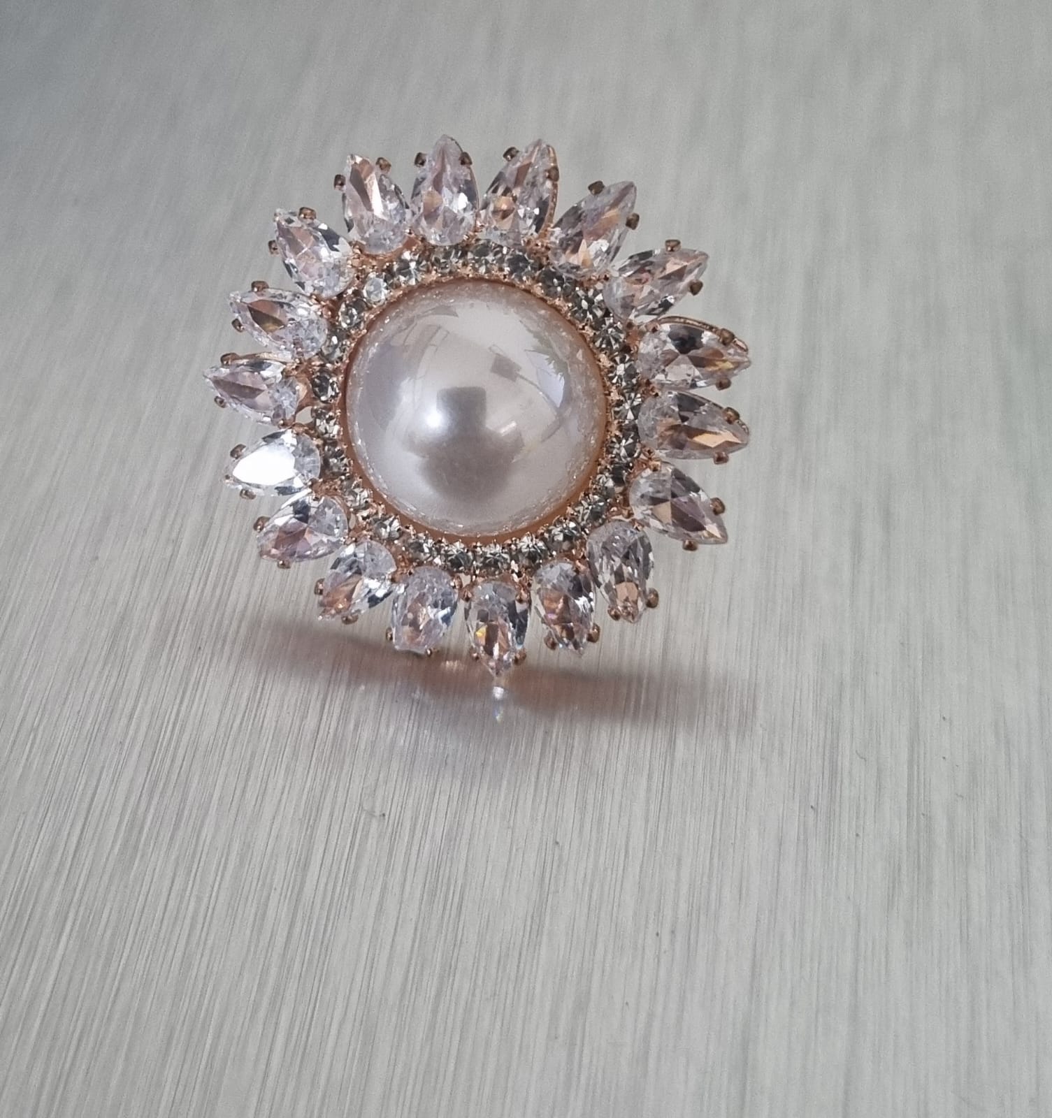 Elegant Pearl and Crystal Ring