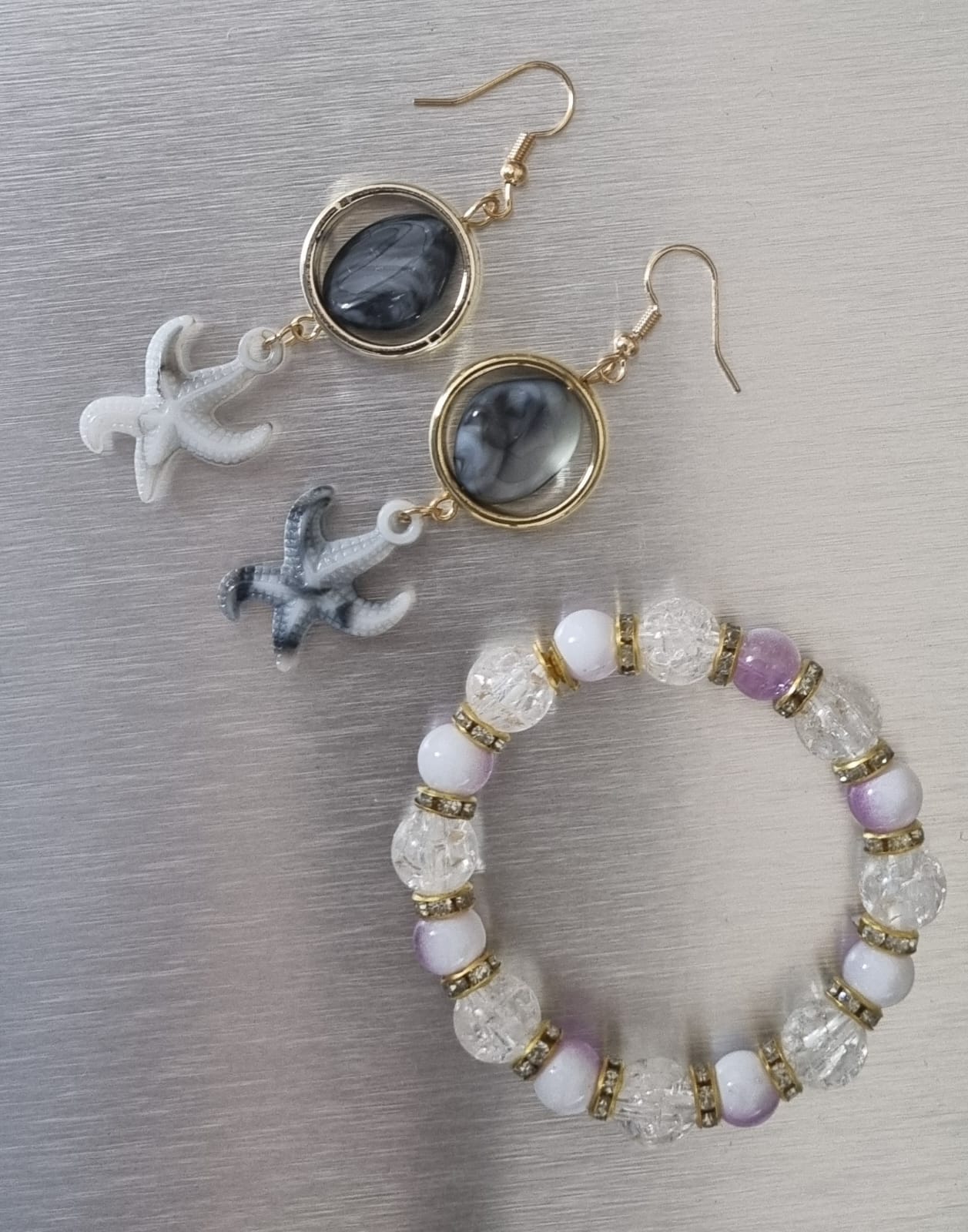 Starfish Earrings and Beaded Bracelet Set