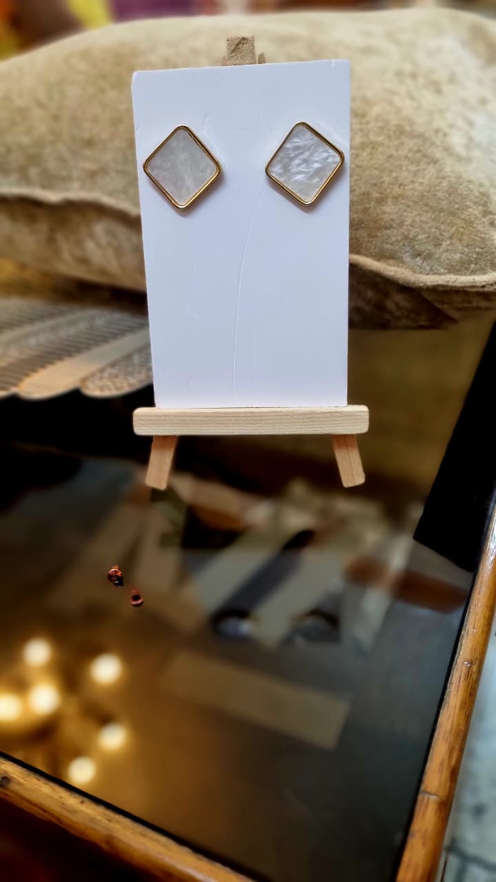 Geometric Mother of Pearl Earrings