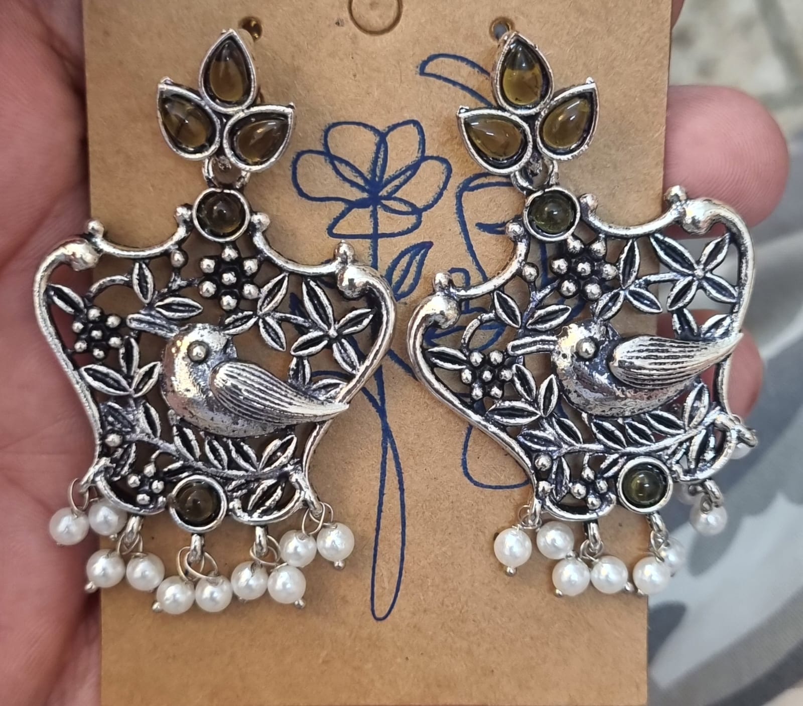 Antique Silver Bird Earrings