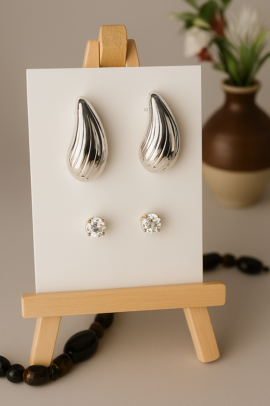 Elegant Silver Earrings Set