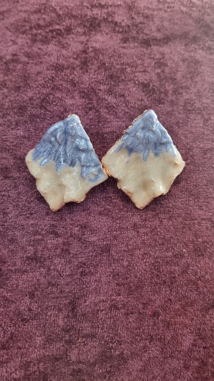 Handmade Mountain-Shaped Ceramic Earrings