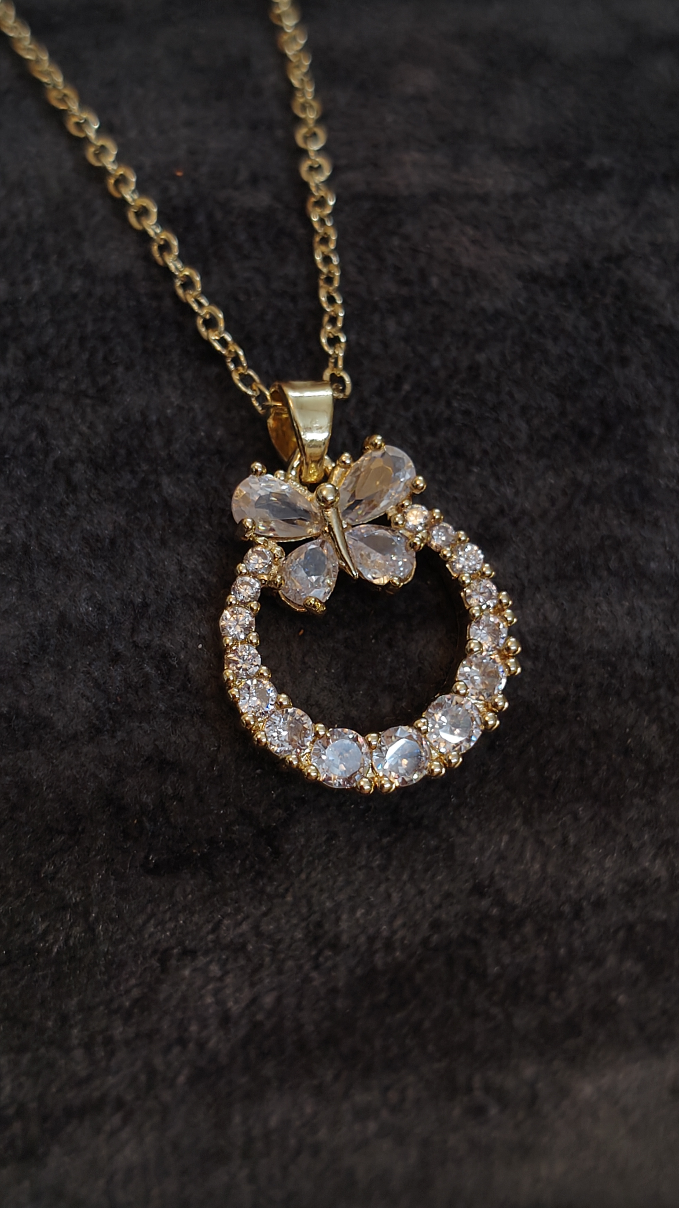 Butterfly Circle Pendant Necklace