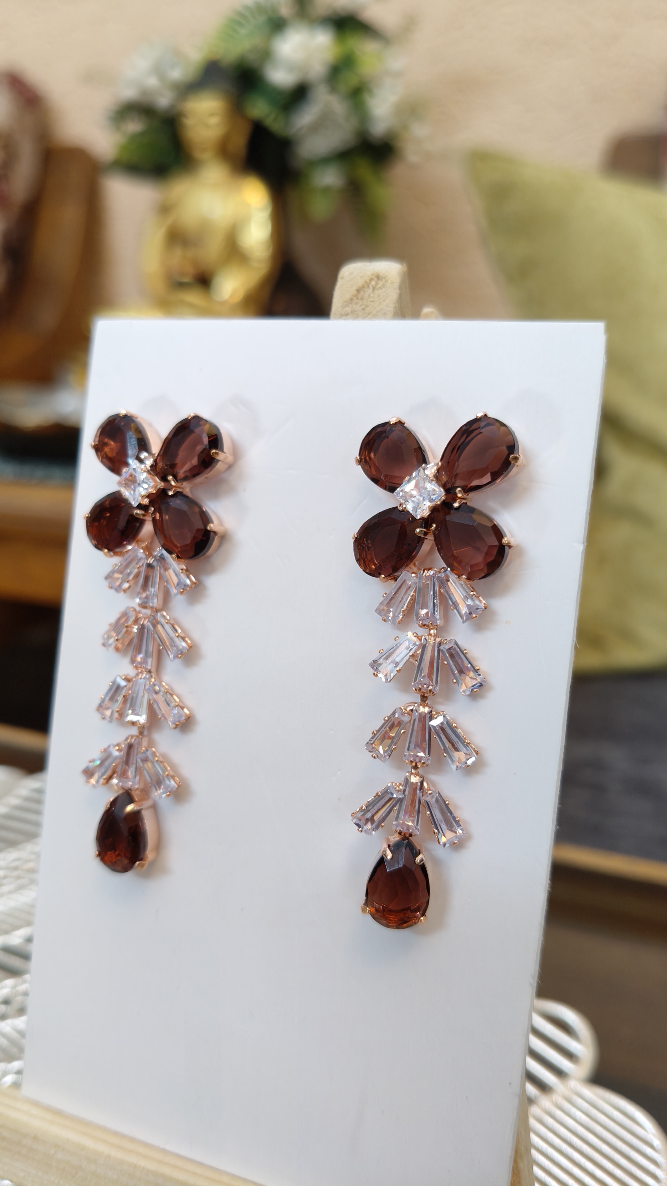 Elegant Red Gemstone Drop Earrings