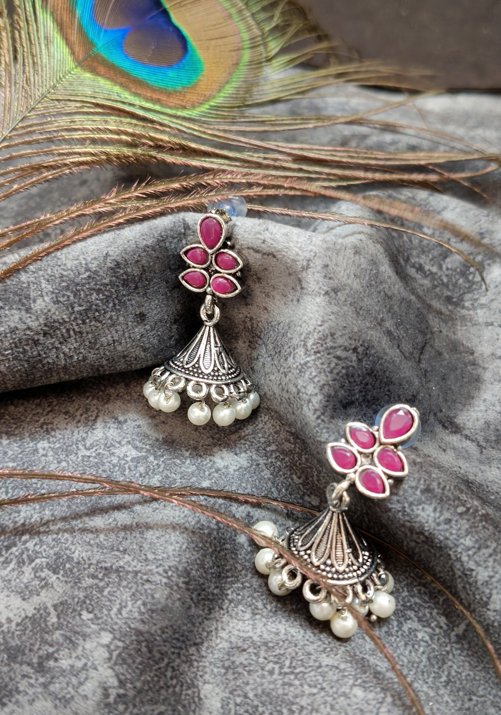 Elegant Silver Jhumka Earrings