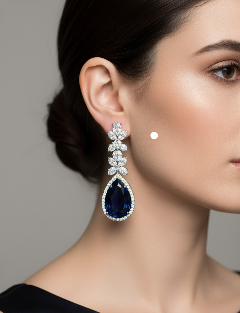 Crystal Leaf Stud Earrings