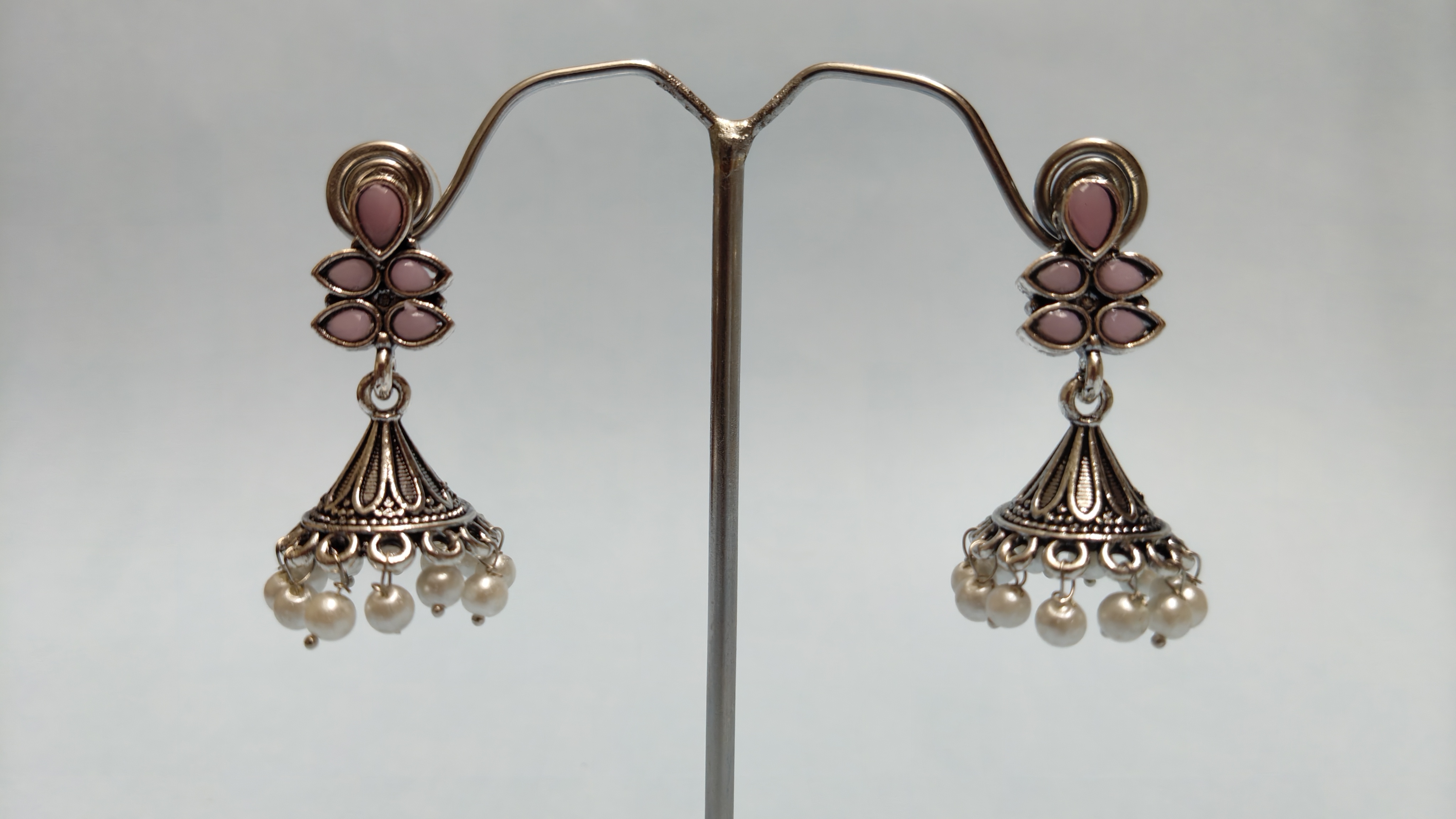 Elegant Silver Jhumka Earrings