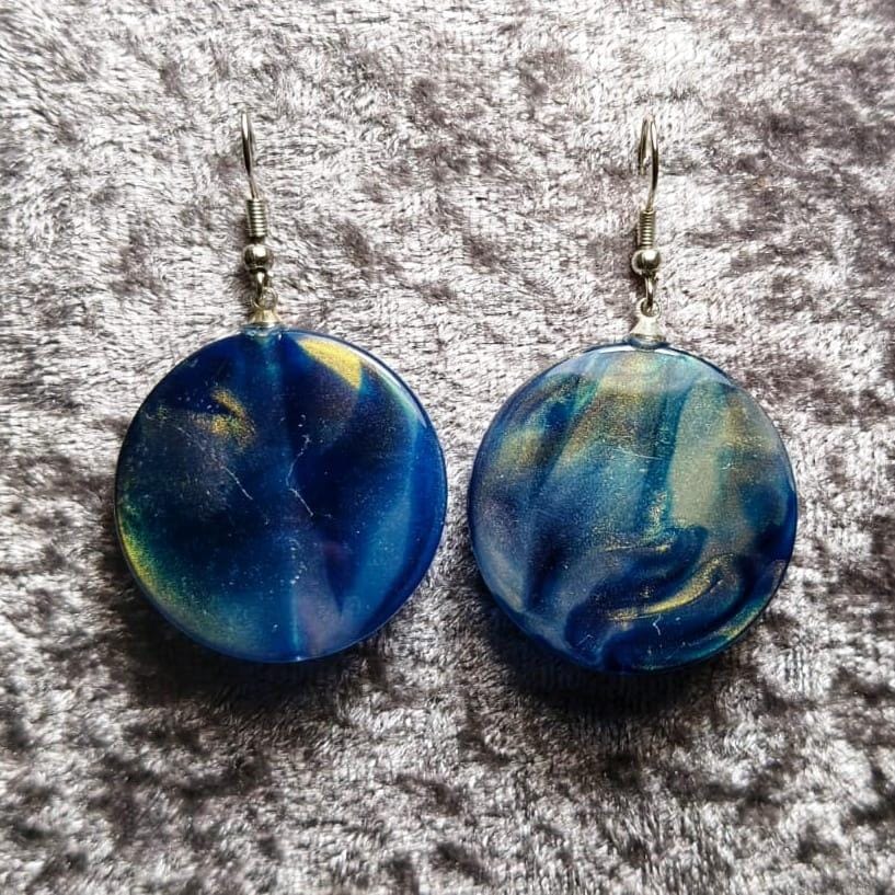 Handmade Blue Resin Earring