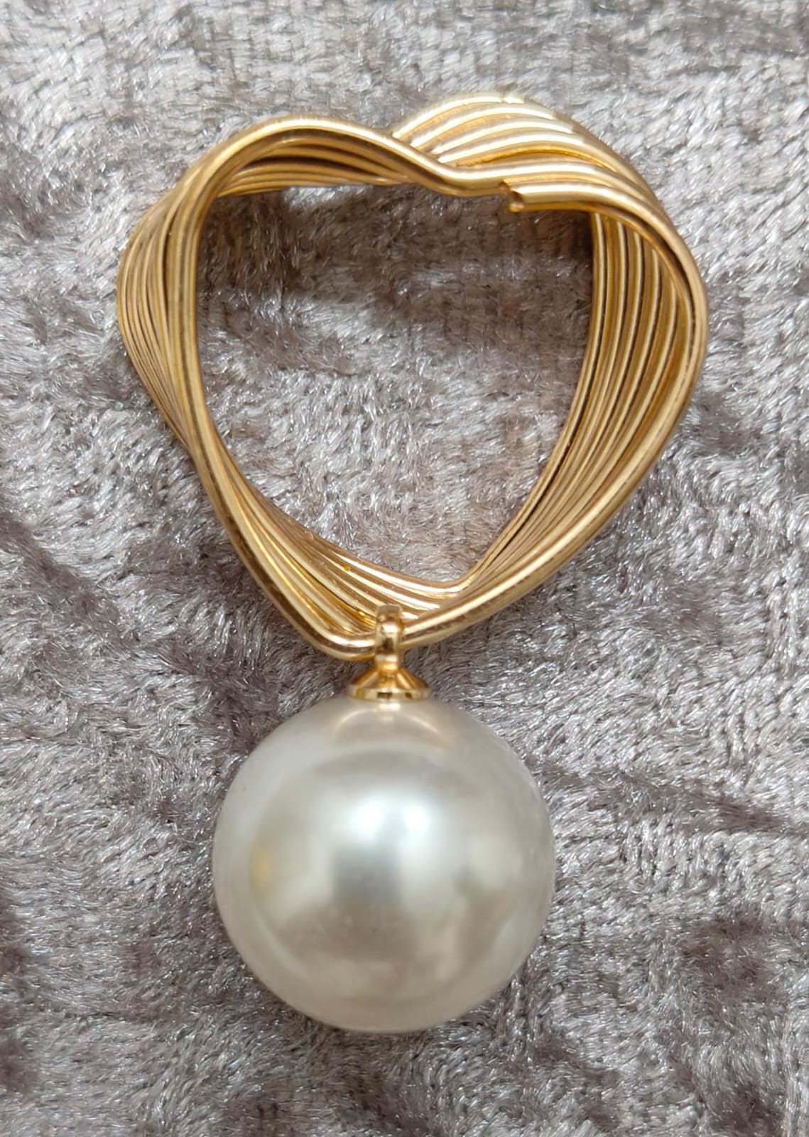 Gold Heart Pearl Drop Earrings